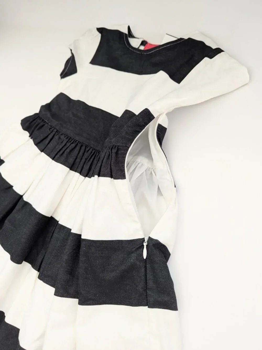 Gymboree Girls' (Size 5) Short- Sleeve Wide-Striped Party Dress w/Back Pink Bow